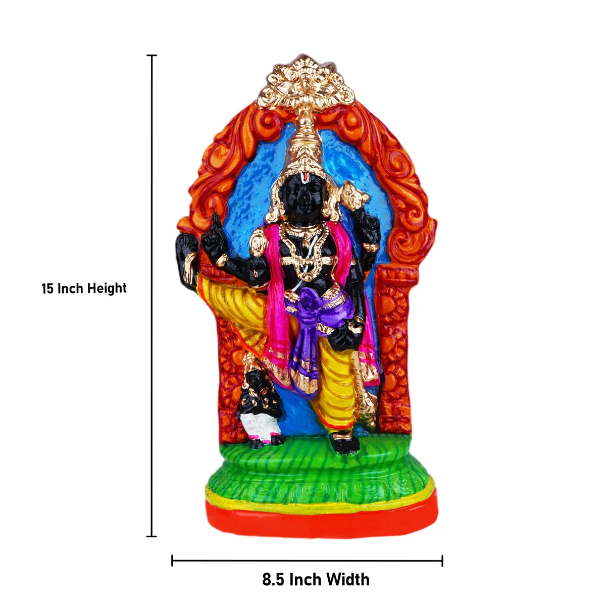 Ulagalantha Perumal Clay Golu Bommai - 15 x 8.5 Inches | Giri Golu Doll/ Navaratri Golu Bomma/Gombe/Bommai - Image 5