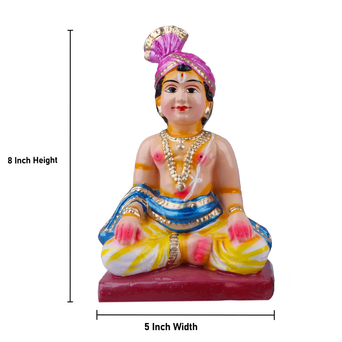 Young Couple Clay Golu Bommai Pair - 8 x 5 Inches | Giri Golu Doll/ Navaratri Golu Bomma/Gombe/Bommai - Image 5