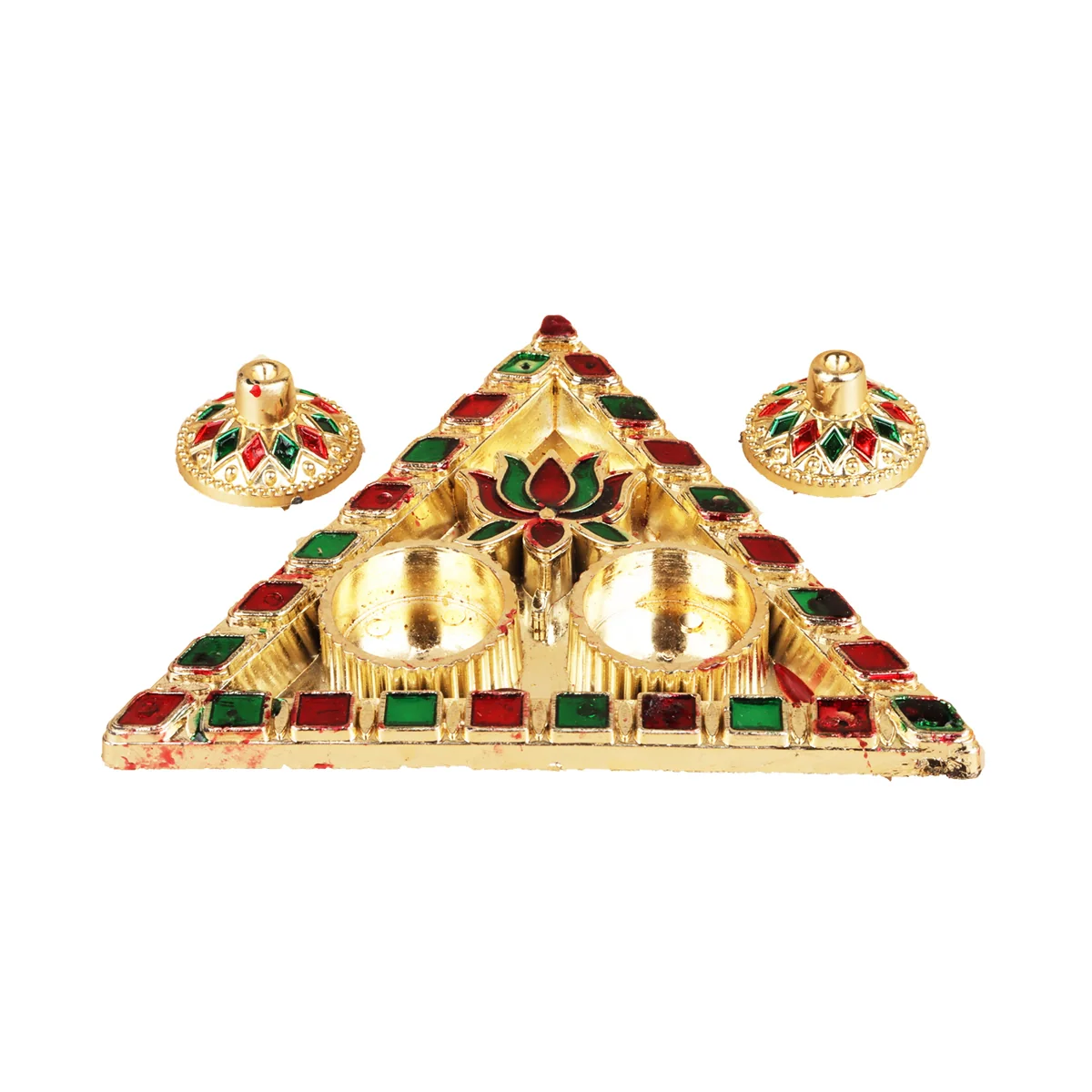 Plate with Two Chandan Cup - 1 x 6 Inches | Sindoor Plate/ Kumkum Tray/ Haldi Kumkum Plate for Home - Image 3