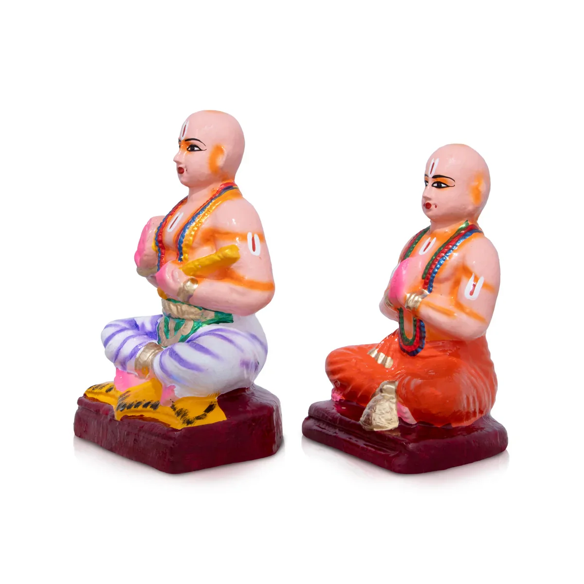 Vainava Naalvar Clay Golu Bommai Set - 8 x 4 Inches | Giri Golu Doll/ Navaratri Golu Bomma/Gombe/Bommai - Image 3
