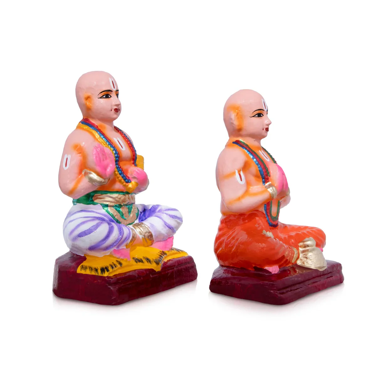 Vainava Naalvar Clay Golu Bommai Set - 8 x 4 Inches | Giri Golu Doll/ Navaratri Golu Bomma/Gombe/Bommai - Image 4