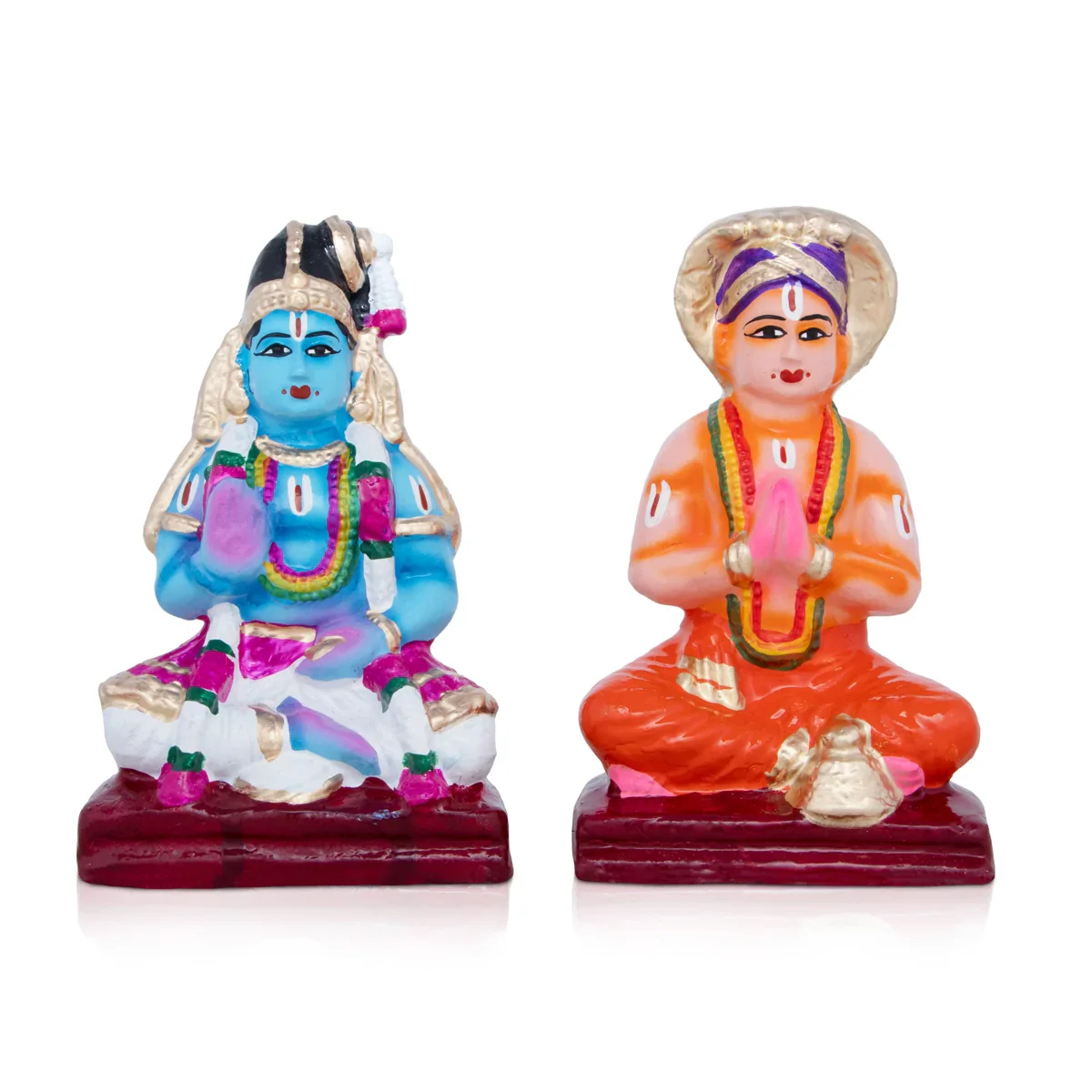 Vainava Naalvar Clay Golu Bommai Set - 8 x 4 Inches | Giri Golu Doll/ Navaratri Golu Bomma/Gombe/Bommai - Image 6