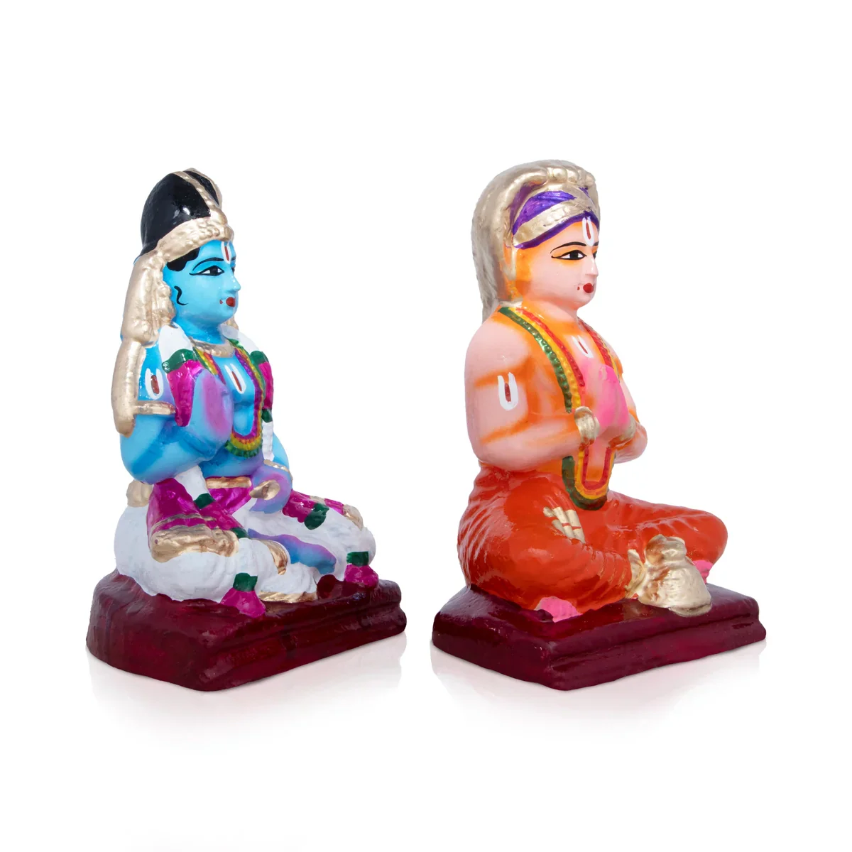 Vainava Naalvar Clay Golu Bommai Set - 8 x 4 Inches | Giri Golu Doll/ Navaratri Golu Bomma/Gombe/Bommai - Image 7