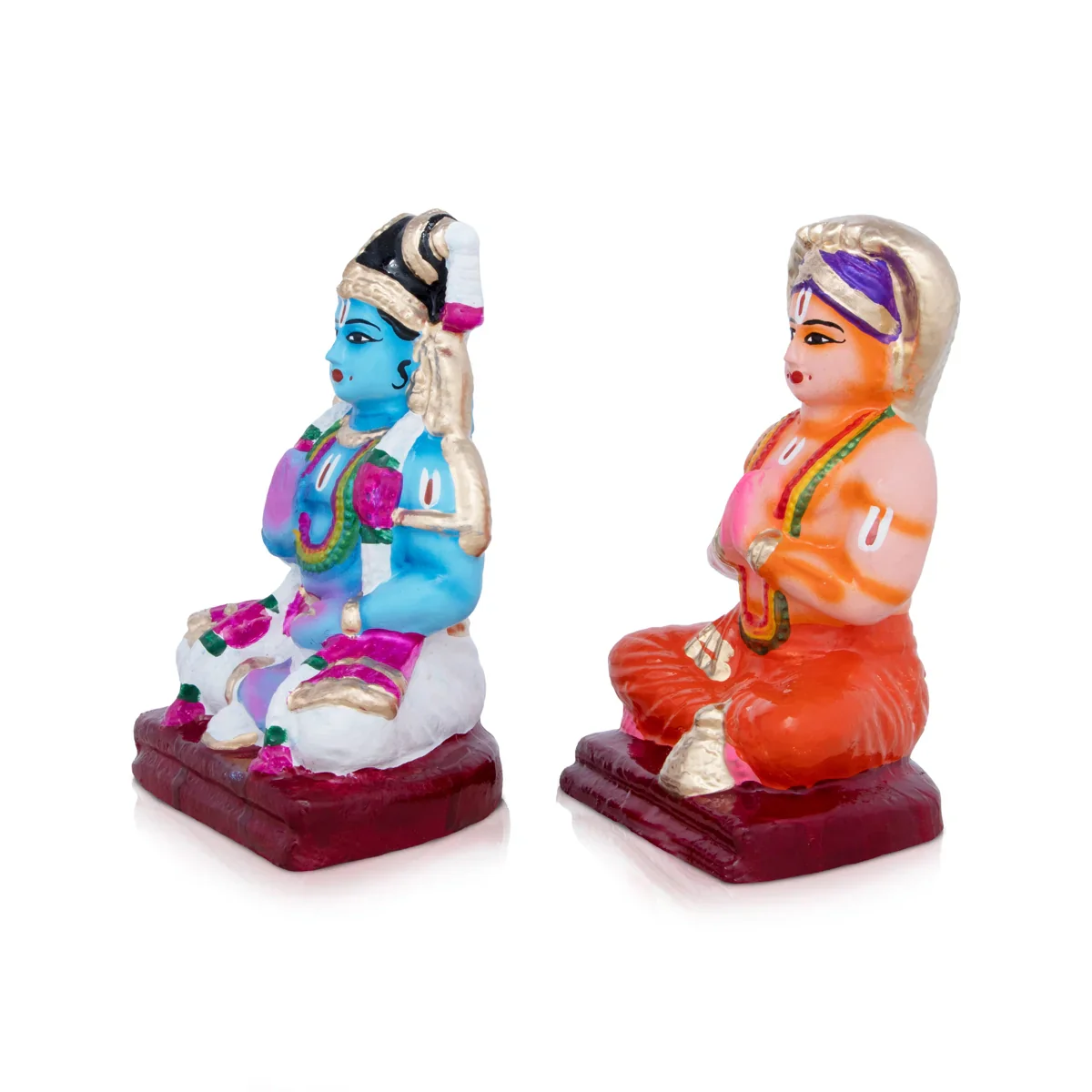 Vainava Naalvar Clay Golu Bommai Set - 8 x 4 Inches | Giri Golu Doll/ Navaratri Golu Bomma/Gombe/Bommai - Image 8