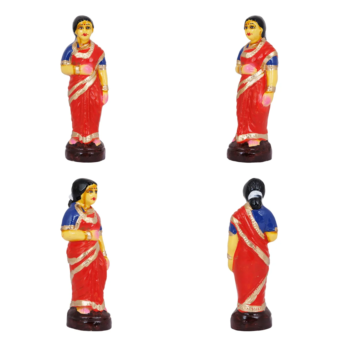 Valaikappu Clay Golu Bommai Set - 8 X 3.75 Inches | Giri Golu Doll/ Seemantham Navaratri Gombe/ Navratri Decor - Image 8