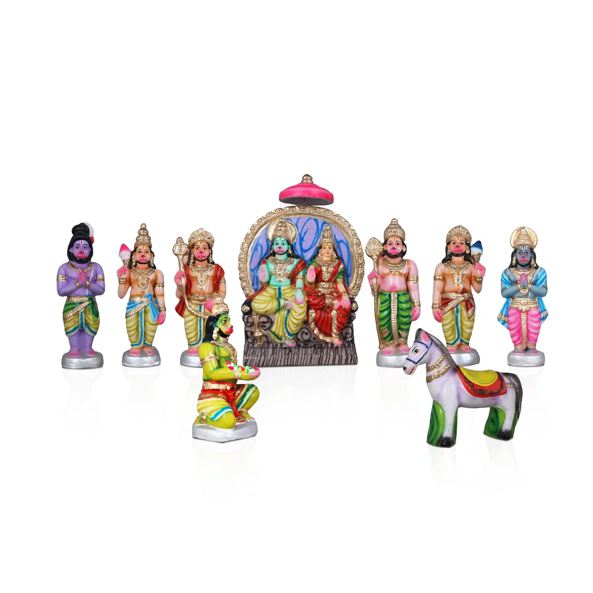 Vali Pattabhishekam Clay Golu Bommai Set - 12 Inches | Giri Golu Doll/ Navaratri Golu Bomma/Gombe/Bommai - Image 10