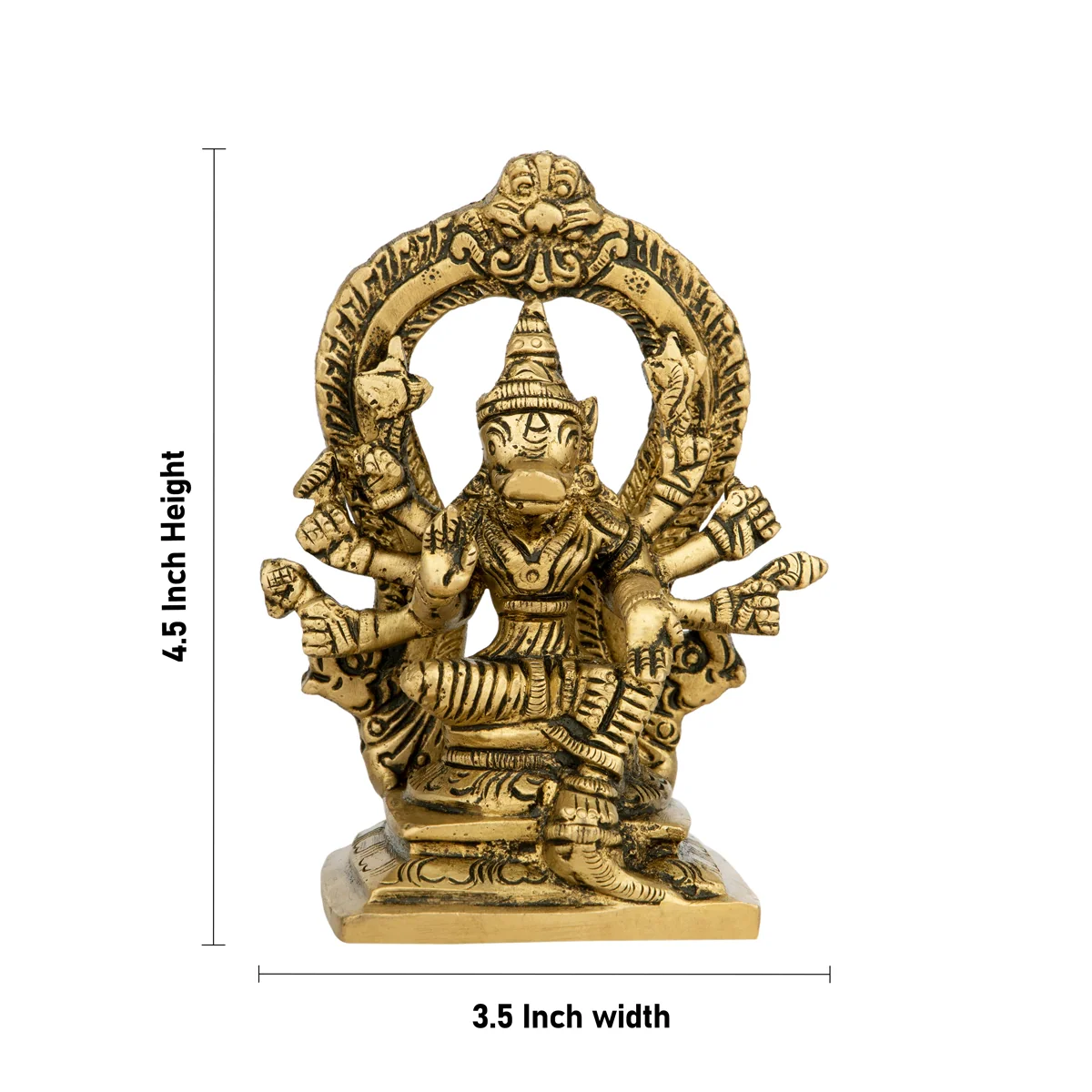 Varahi Amman Statue With Arch - 4.5 x 3.5 Inches | Varahi Amman Idol With 8 Hands/ Antique Brass Idol for Pooja - Image 2