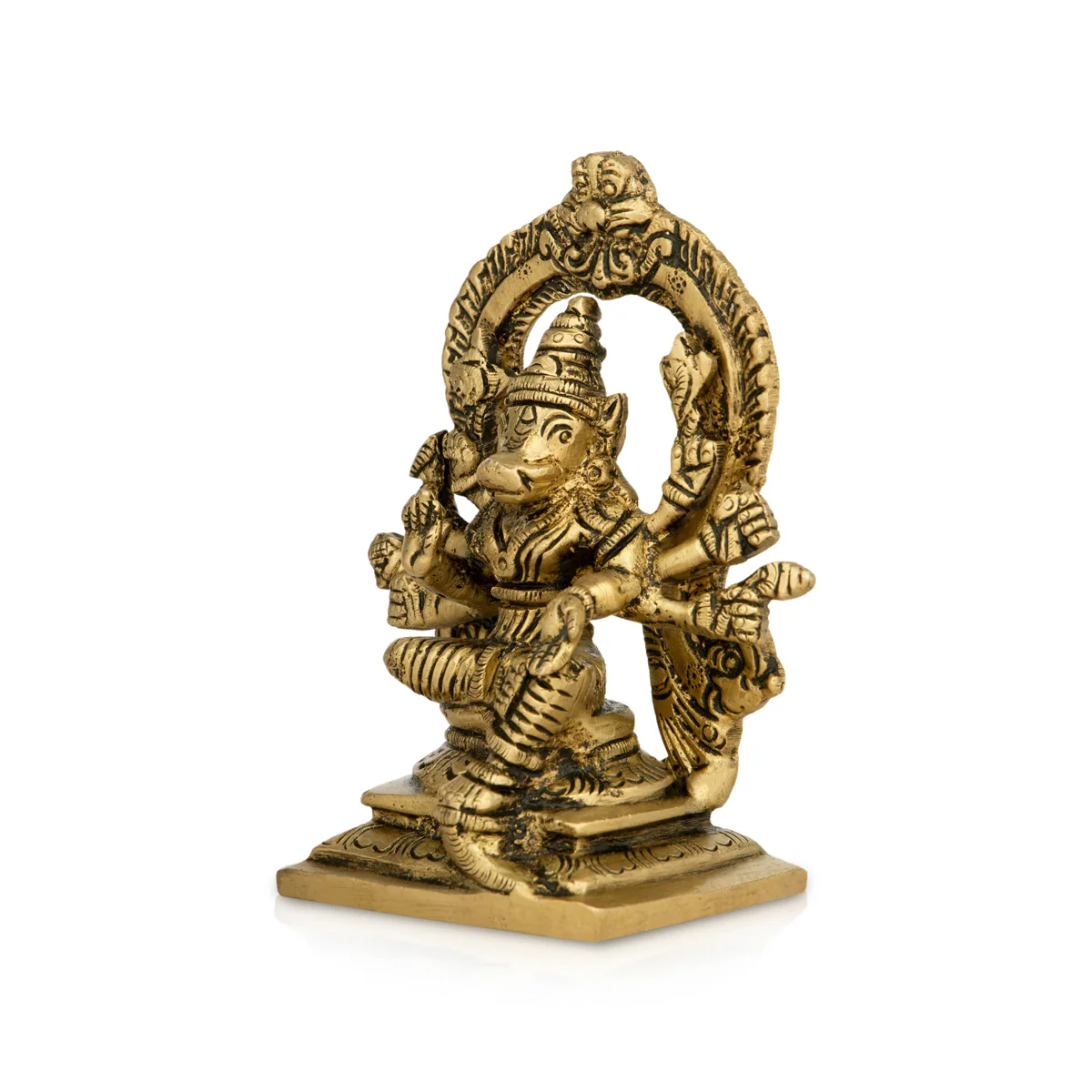Varahi Amman Statue With Arch - 4.5 x 3.5 Inches | Varahi Amman Idol With 8 Hands/ Antique Brass Idol for Pooja - Image 3