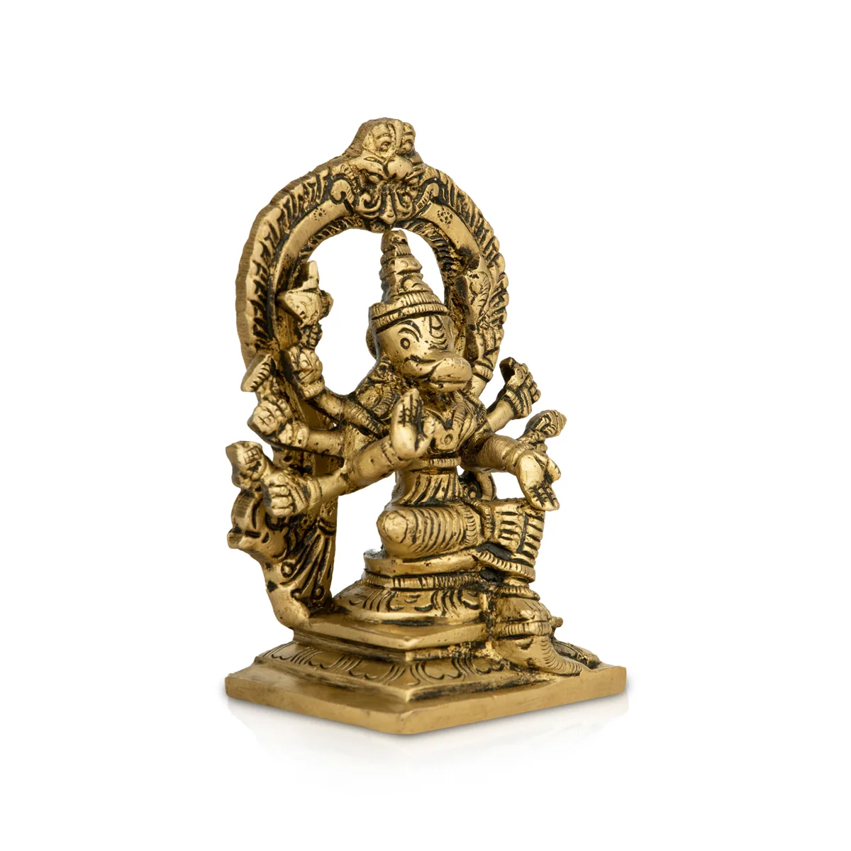 Varahi Amman Statue With Arch - 4.5 x 3.5 Inches | Varahi Amman Idol With 8 Hands/ Antique Brass Idol for Pooja - Image 4