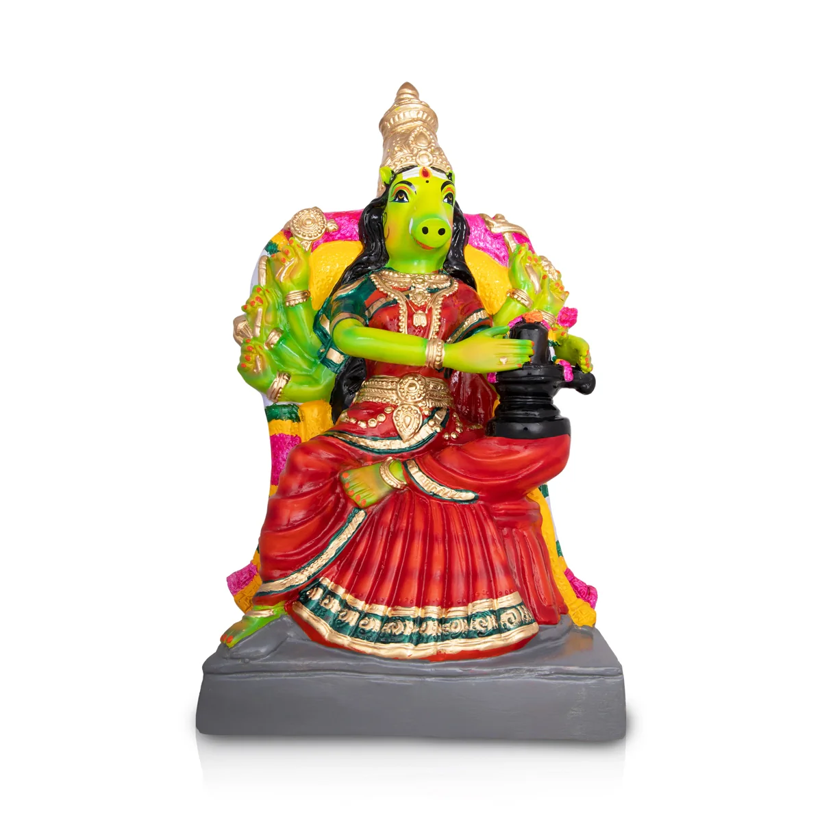 Varahi Amman Statue With Shiv Ling Murti Paper Mache Golu Bommai - 20 X 11.5 Inches | Giri Navaratri Golu Doll - Image 2