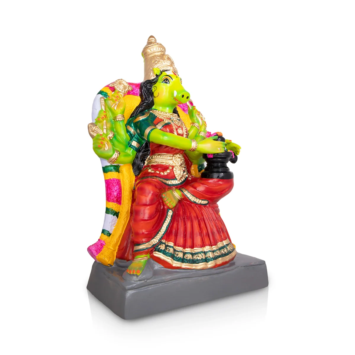 Varahi Amman Statue With Shiv Ling Murti Paper Mache Golu Bommai - 20 X 11.5 Inches | Giri Navaratri Golu Doll - Image 4