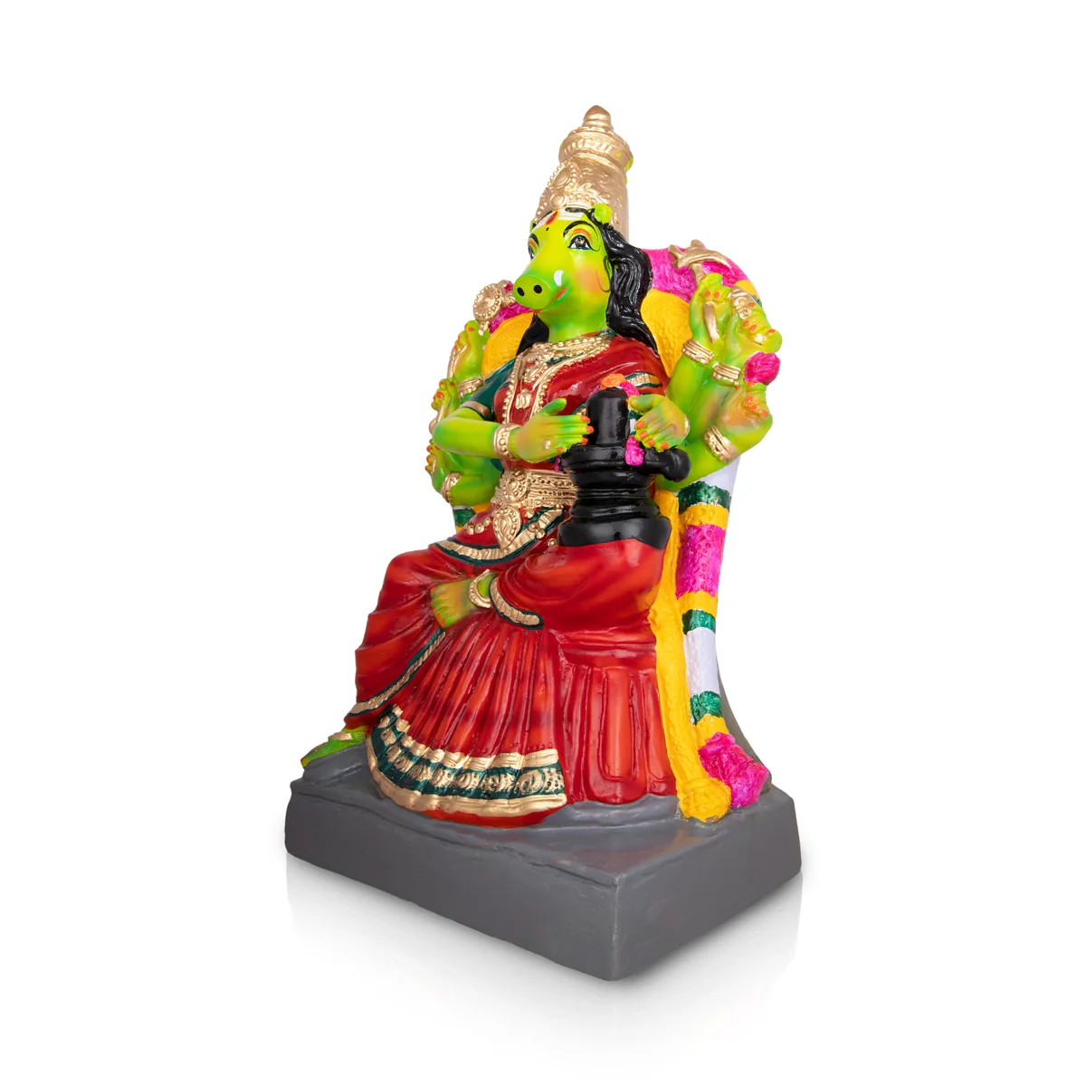 Varahi Amman Statue With Shiv Ling Murti Paper Mache Golu Bommai - 20 X 11.5 Inches | Giri Navaratri Golu Doll - Image 5