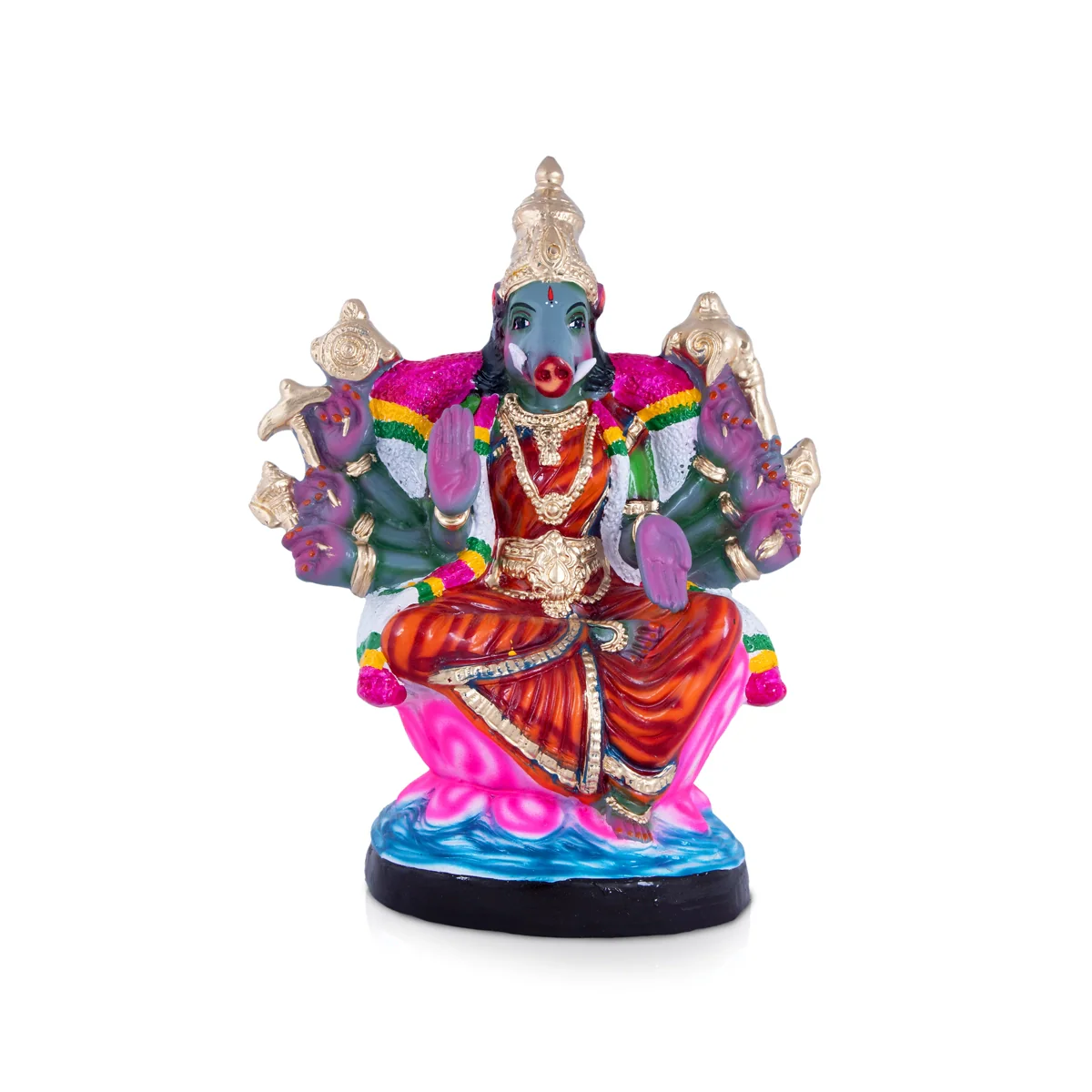 Varahi Amman with 8 Hands Paper Mache Golu Bommai - 20 x 16 Inches | Giri Golu Doll/ Navaratri Golu Bomma/Gombe/Bommai