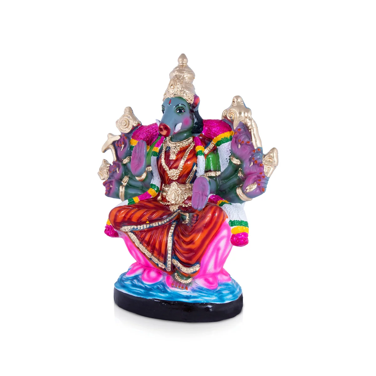 Varahi Amman with 8 Hands Paper Mache Golu Bommai - 20 x 16 Inches | Giri Golu Doll/ Navaratri Golu Bomma/Gombe/Bommai - Image 3