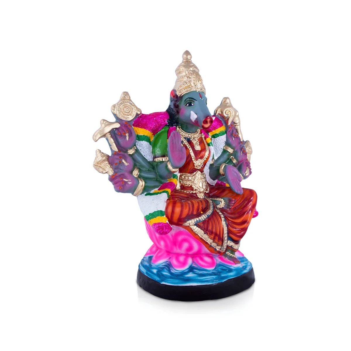 Varahi Amman with 8 Hands Paper Mache Golu Bommai - 20 x 16 Inches | Giri Golu Doll/ Navaratri Golu Bomma/Gombe/Bommai - Image 4