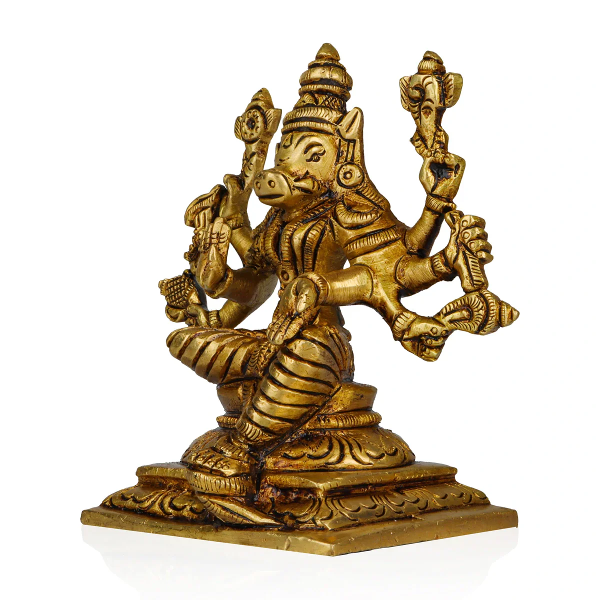 Varahi Idol - 4 x 3.5 Inches | Varahi Amman Statue/ Antique Brass Statue for Pooja/ 440 Gms Approx - Image 2