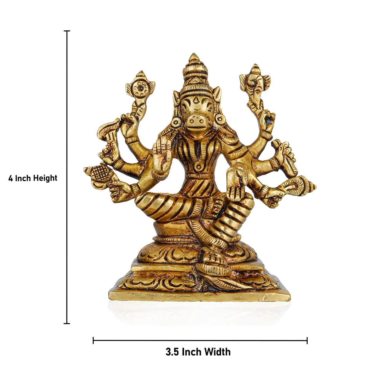 Varahi Idol - 4 x 3.5 Inches | Varahi Amman Statue/ Antique Brass Statue for Pooja/ 440 Gms Approx - Image 5