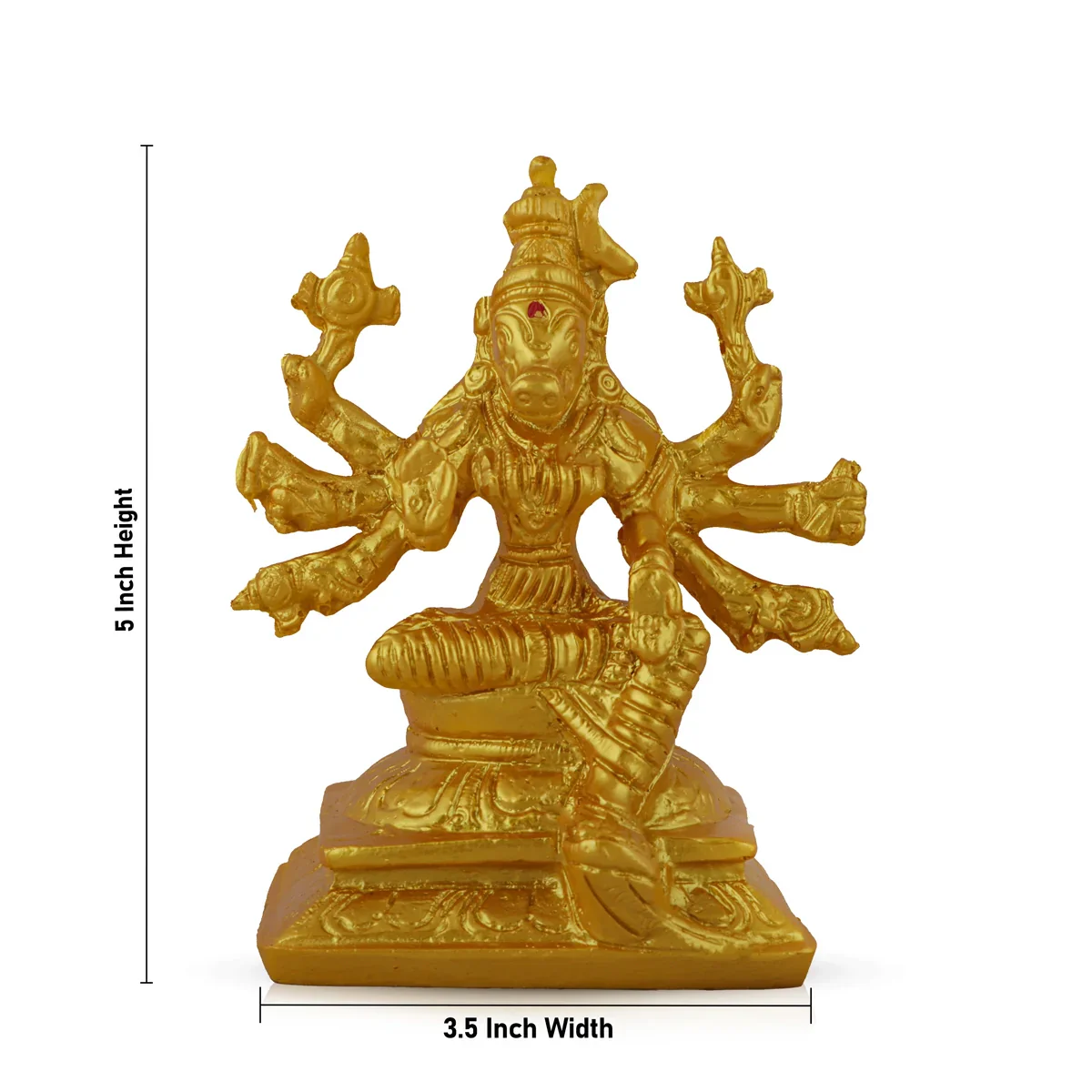 Varahi Idol - 5 x 3.5 Inches | Marble Dust Material/ Barahi Statue for Home/ Gifts/ Gold Finish - Image 5
