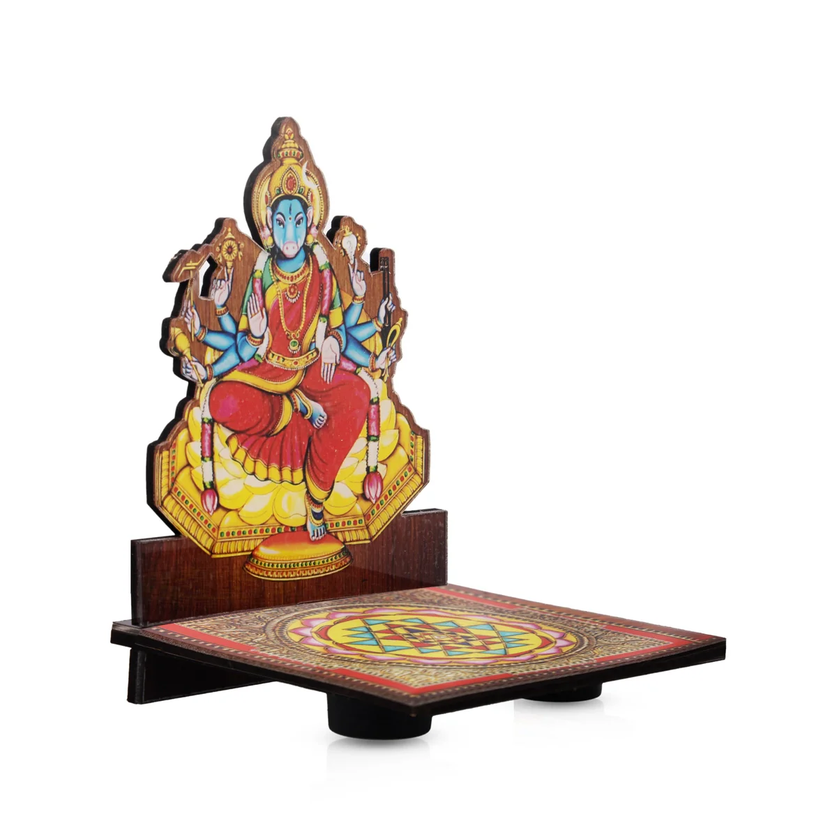 Sri Chakra Design Manai Palagai With Varahi Photo Frame - 4 x 3 Inches | Bajot With Picture Frame for Pooja - Image 3