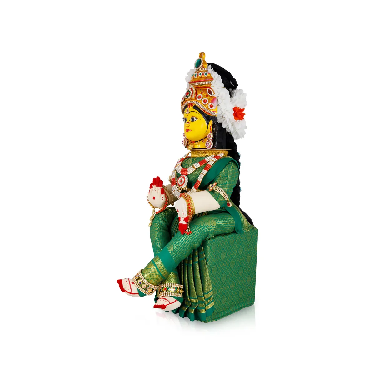 Varalakshmi Amman Set - Full Alankaram - Green - 13 Inch - Image 2