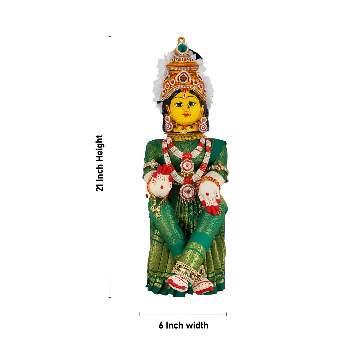 Varalakshmi Amman Set - Full Alankaram - Green - 13 Inch - Image 5