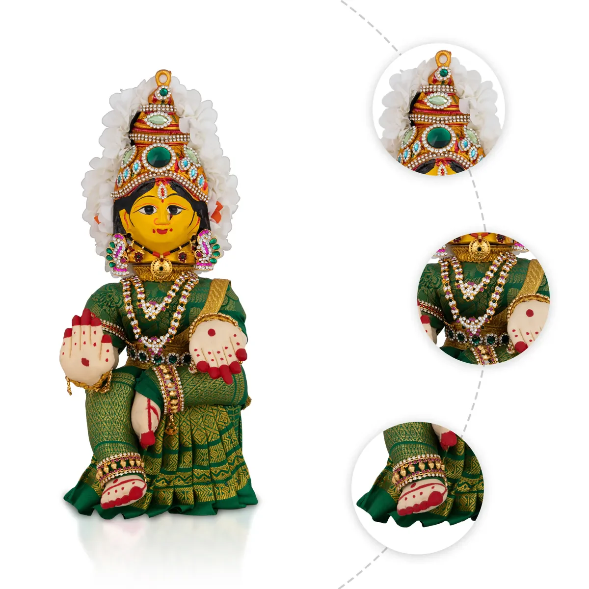 Varalakshmi Amman Set - Full Alankaram - Green - 7 Inch - Image 5