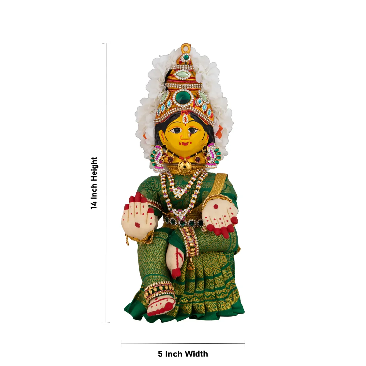 Varalakshmi Amman Set - Full Alankaram - Green - 7 Inch - Image 6
