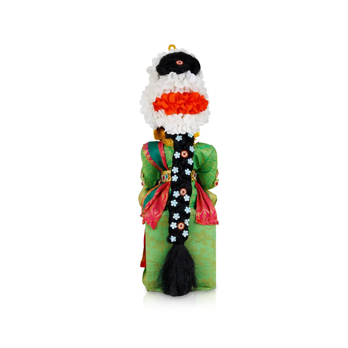 Varalakshmi Amman Set - Full Alankaram - Green W Pink - 11 Inch - Image 4