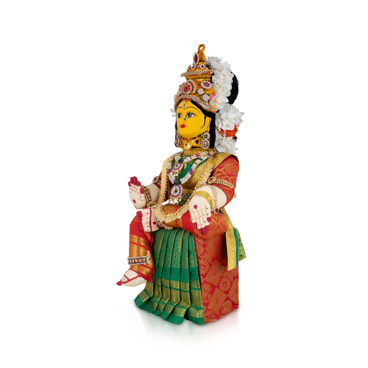 Varalakshmi Amman Set - Full Alankaram - Green w Red - 11 Inch - Image 3