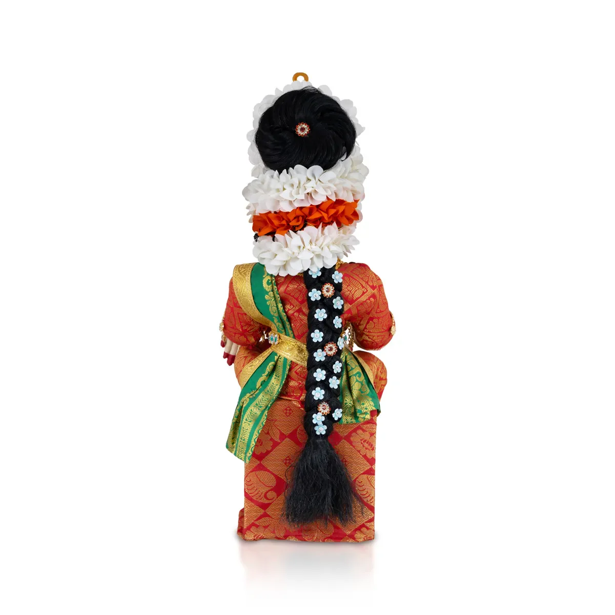 Varalakshmi Amman Set - Full Alankaram - Green w Red - 11 Inch - Image 4