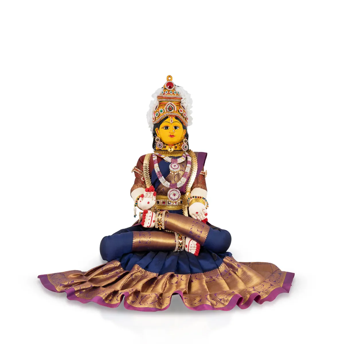 Varalakshmi Amman Set With Manai - Full Alankaram - Blue W Maroon - 11 Inch