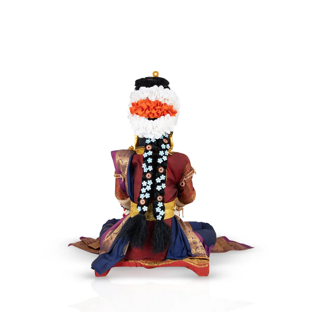Varalakshmi Amman Set With Manai - Full Alankaram - Blue W Maroon - 11 Inch - Image 4