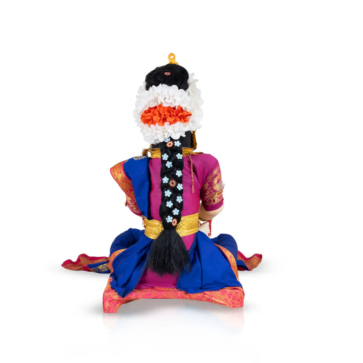 Varalakshmi Amman Set With Manai - Full Alankaram -Blue W Pink - 11 Inch - Image 4