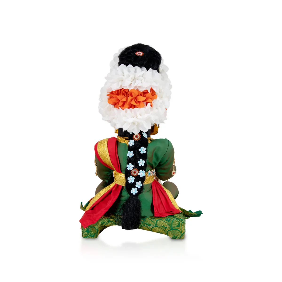 Varalakshmi Amman Set With Manai - Full Alankaram - Red W Green - 7 Inch - Image 4