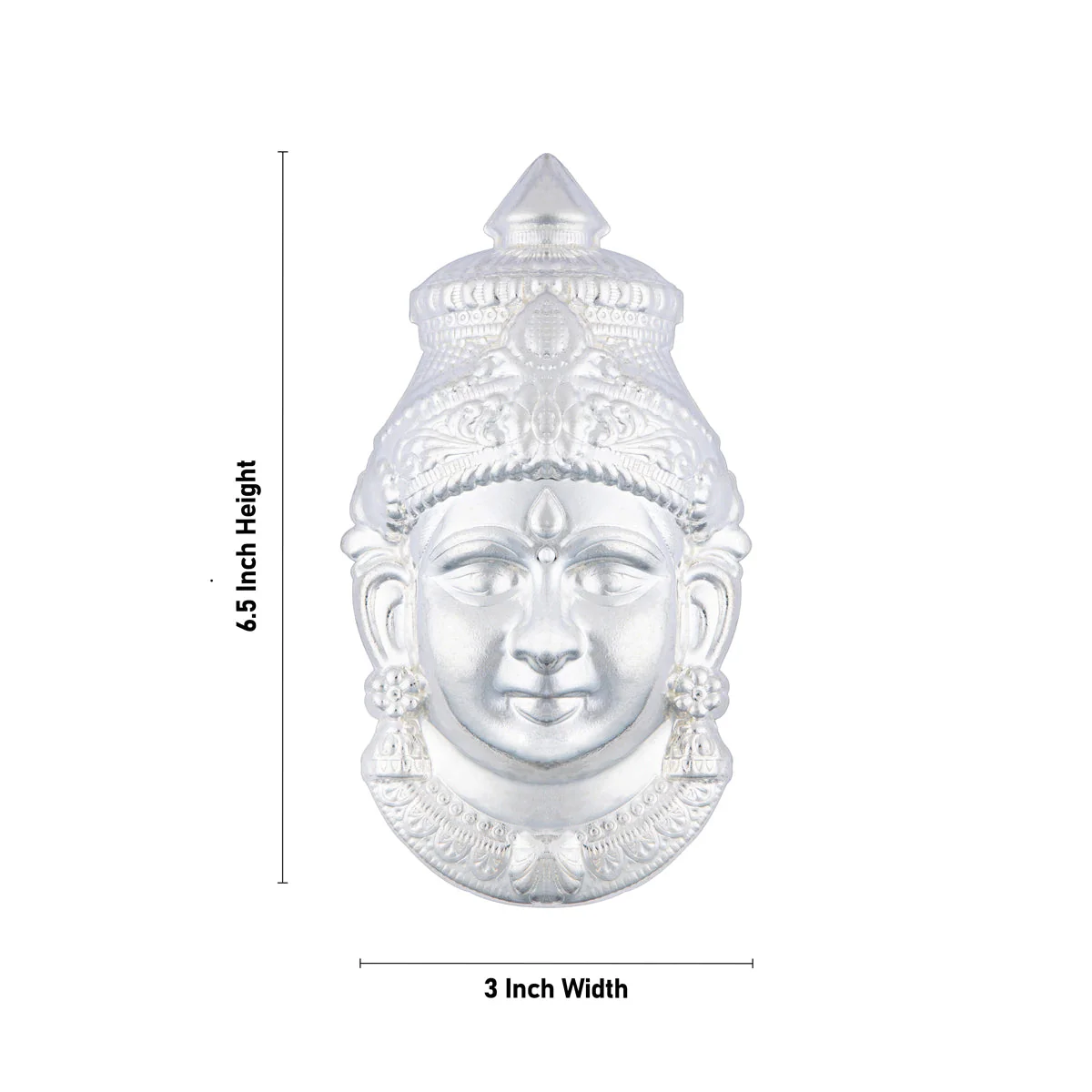 Varalakshmi Ammavari Face - 6.5 x 3 Inches | White Metal Lakshmi Face/ Amman Face for Deity/ 80 Gms Approx - Image 2