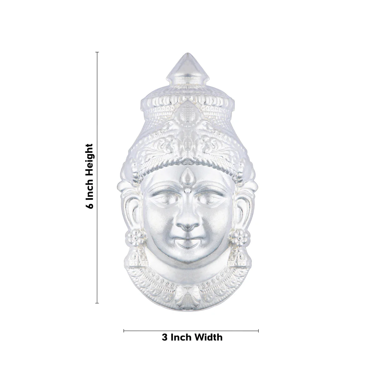 Varalakshmi Ammavari Face - 6 x 3 Inches | White Metal Lakshmi Face/ Amman Face for Deity - Image 2