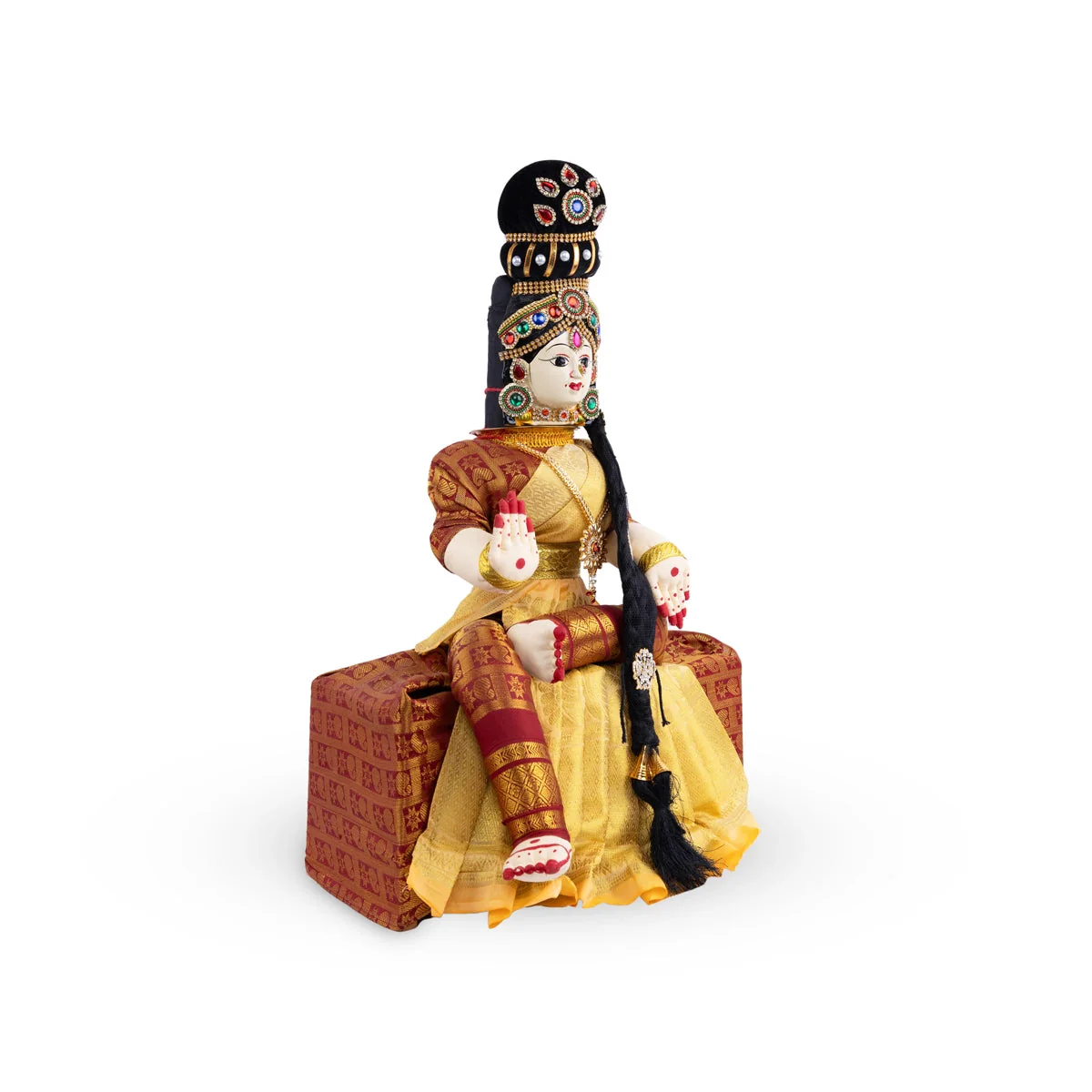 Varalakshmi Ammavari Idol - 13 x 8 Inches | Ammavari Vigraham/ Ammavari Stand With Face for Varalaxmi Vratam - Image 2