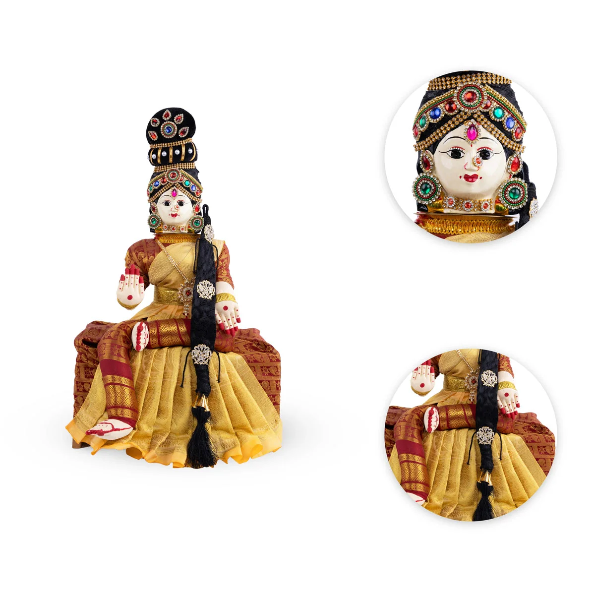 Varalakshmi Ammavari Idol - 13 x 8 Inches | Ammavari Vigraham/ Ammavari Stand With Face for Varalaxmi Vratam - Image 3