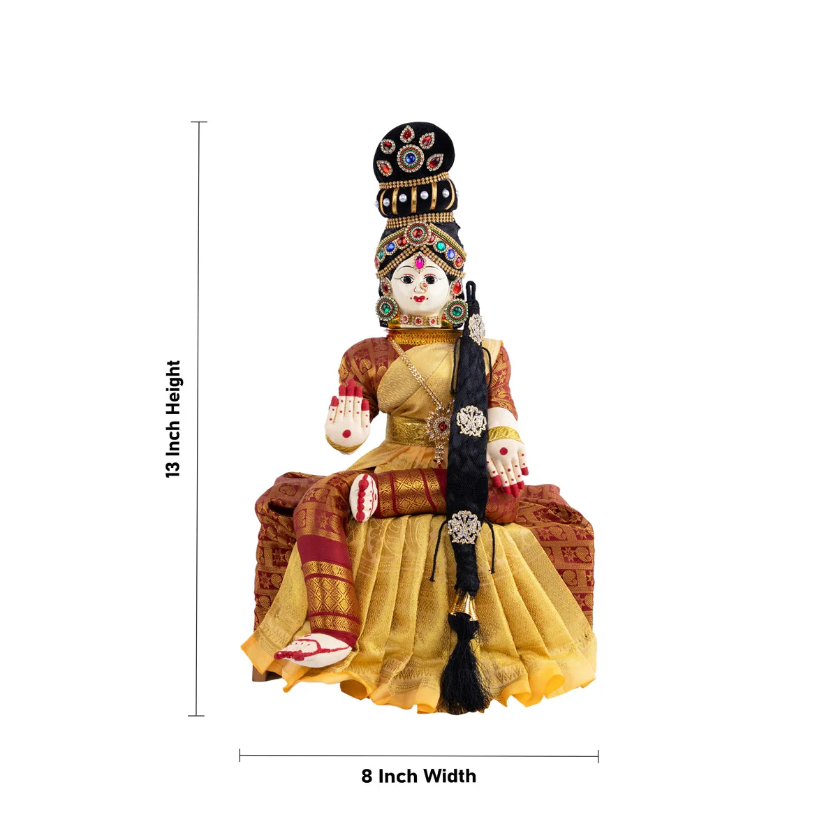 Varalakshmi Ammavari Idol - 13 x 8 Inches | Ammavari Vigraham/ Ammavari Stand With Face for Varalaxmi Vratam - Image 5