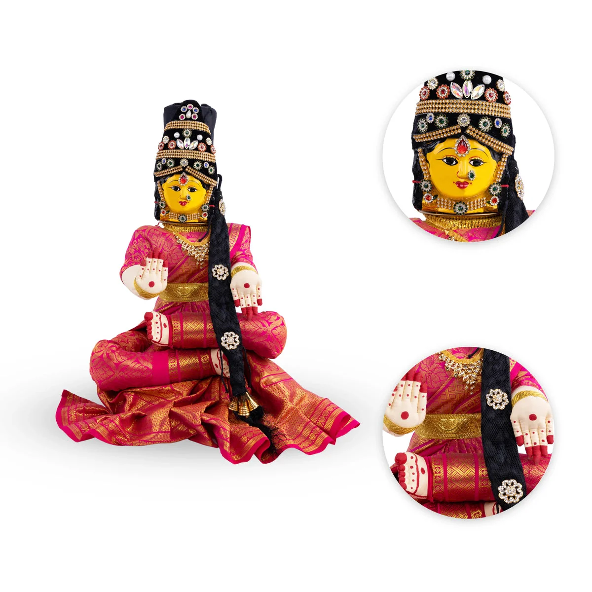 Varalakshmi Ammavari Idol - 17 x 11 Inches | Decorated Ammavari Vigraham/ Ammavari Stand with Face for Varalaxmi Vratam - Image 3