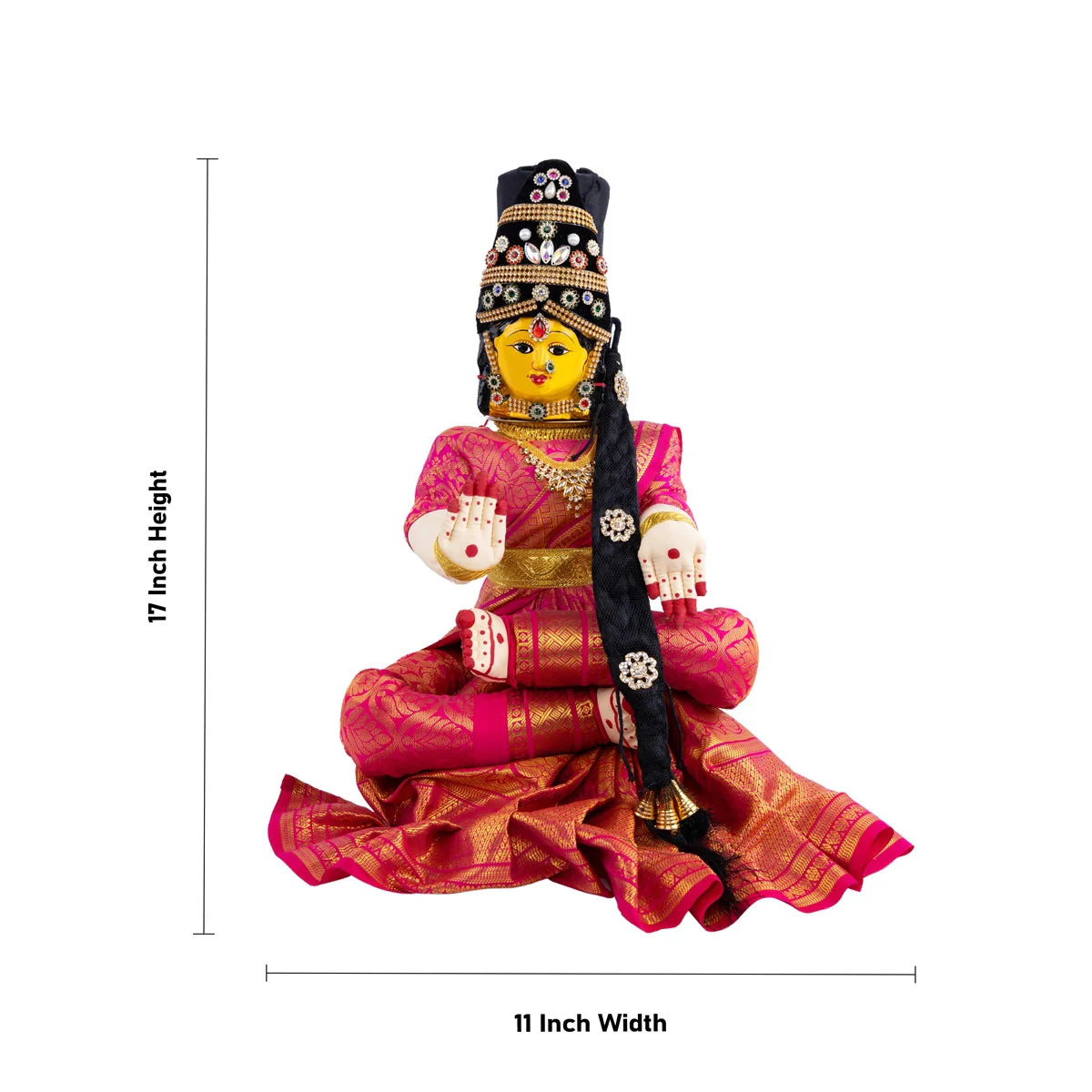 Varalakshmi Ammavari Idol - 17 x 11 Inches | Decorated Ammavari Vigraham/ Ammavari Stand with Face for Varalaxmi Vratam - Image 5