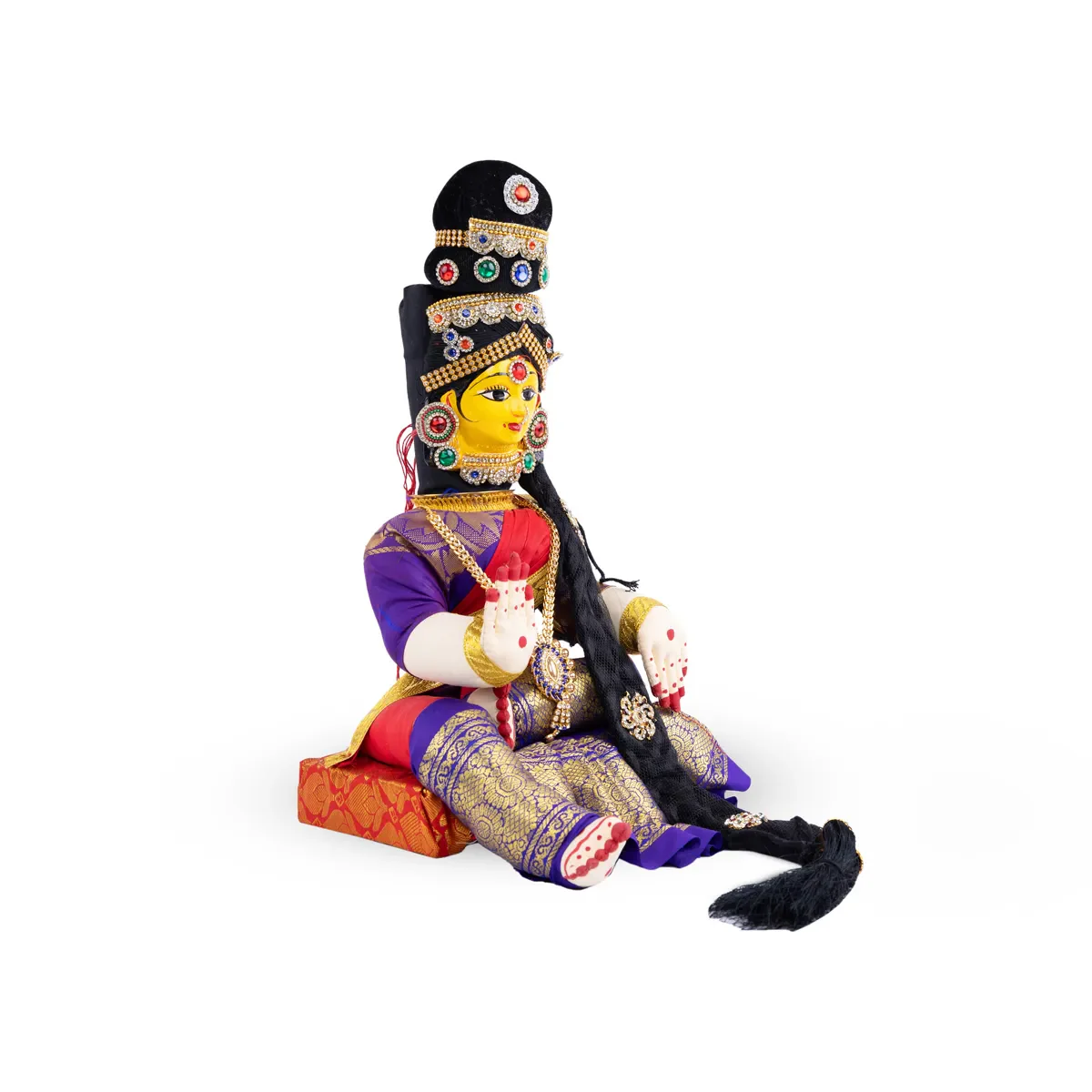 Varalakshmi Ammavari Idol With Jhula- 15 x 8 Inches | Ammavari Vigraham With Face/Ammavari Stand for Varalakshmi Vratam - Image 2