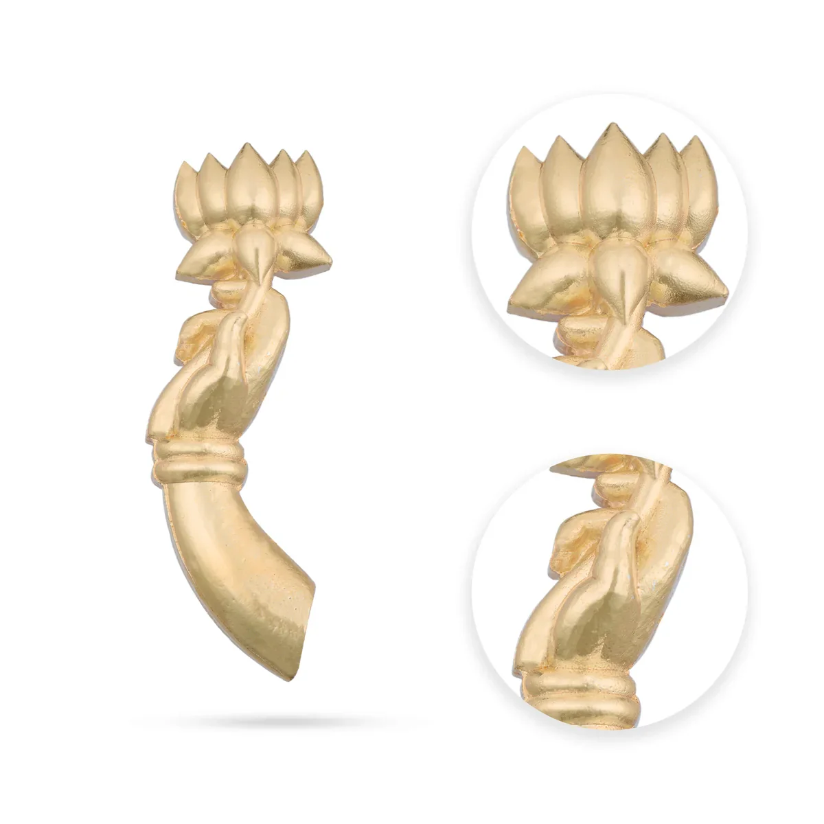 Varalakshmi Hand - 2 x 0.75 Inches | Gold Polish Lotus In Hand for Deity Decor - Image 2