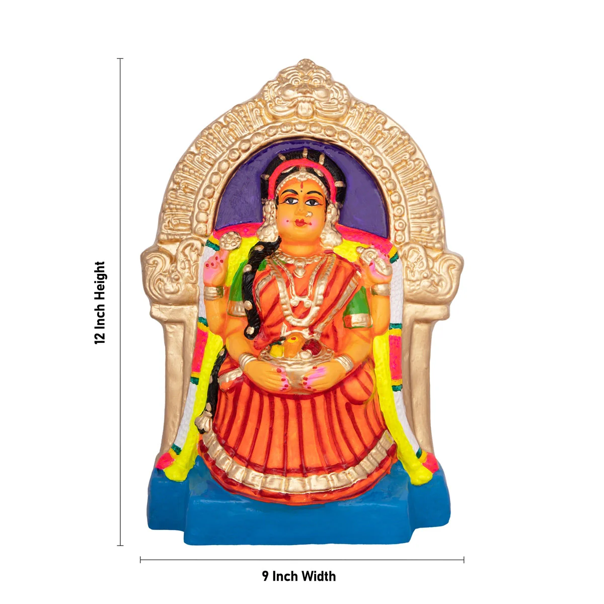 Varalakshmi Idol Paper Mache Golu Bommai - 12 x 9 Inches | Navaratri Gombe/ Giri Golu Doll/ Navratri Decor - Image 5