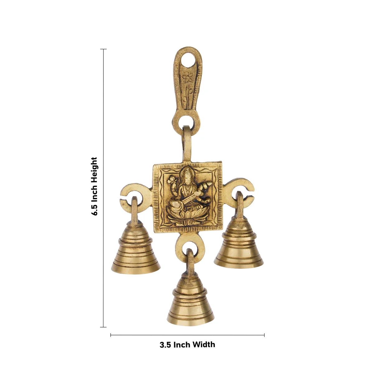 Vastu Bell - 6.5 x 3.5 Inches | Brass Bell/ 1 Step Hanging Bell for Pooja Room/ 235 Gms Approx - Image 3