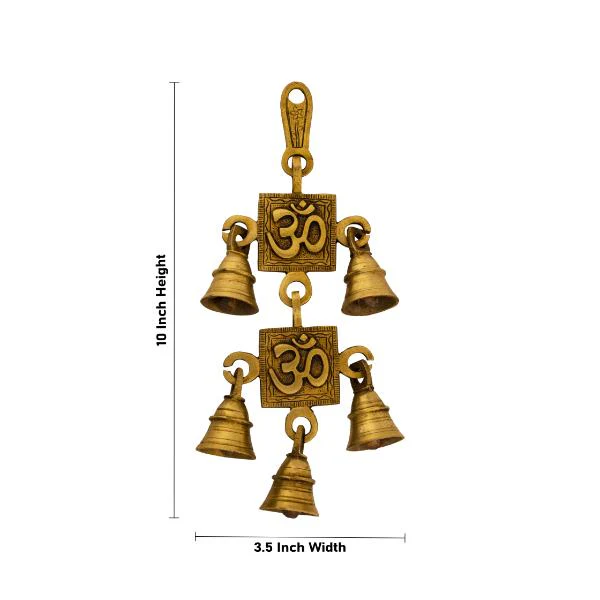 Vastu Hanging Bell - 10 X 3.5 Inches | Antique Brass 2 Step Pooja Bell/ Brass Bell For Hanging - Image 3