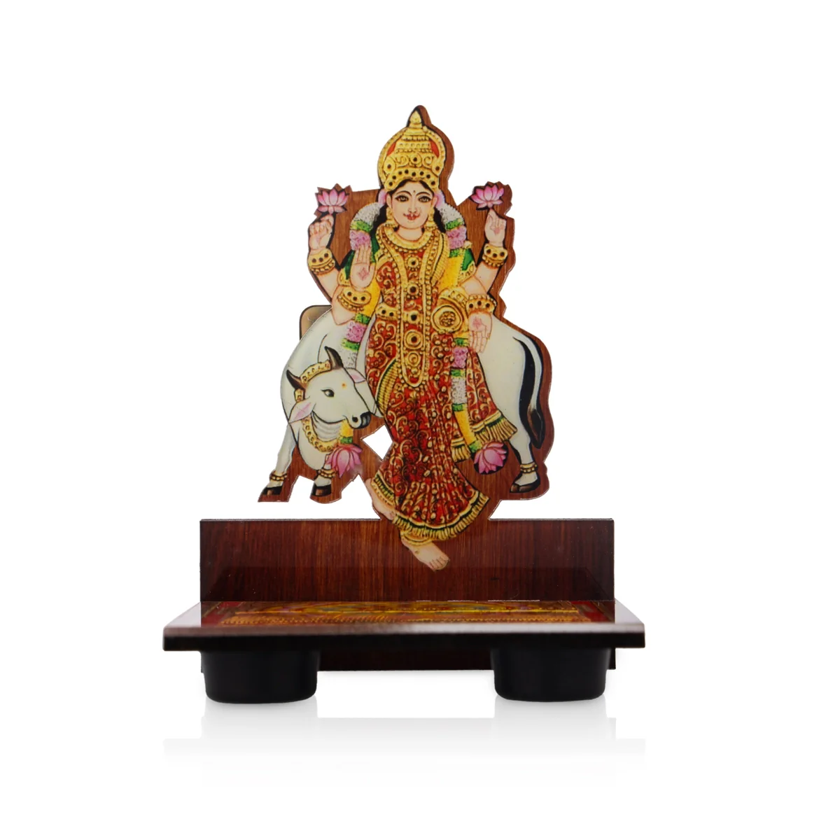 Sri Chakra Design Manai Palagai With Vastu Lakshmi Photo Frame - 4 x 3 Inches | Bajot With Picture Frame