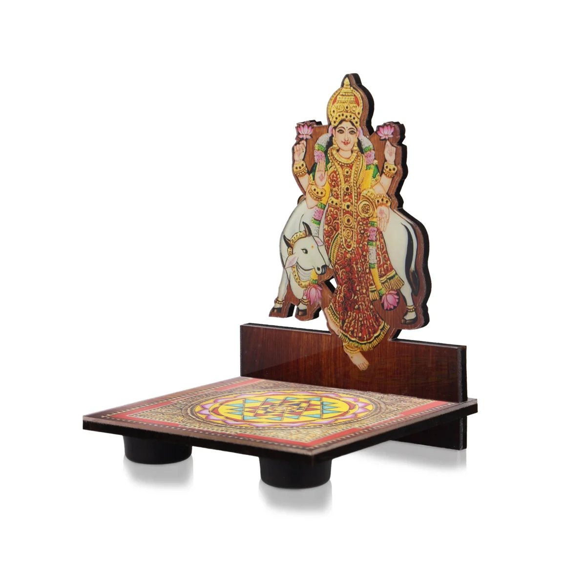 Sri Chakra Design Manai Palagai With Vastu Lakshmi Photo Frame - 4 x 3 Inches | Bajot With Picture Frame - Image 3