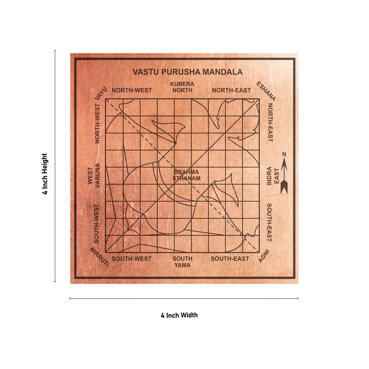 Vastu Purusha Mandala Yantram - 4 x 4 Inches | Copper Yantra/ Vastu Purush Yantra for Happiness & Prosperity - Image 3