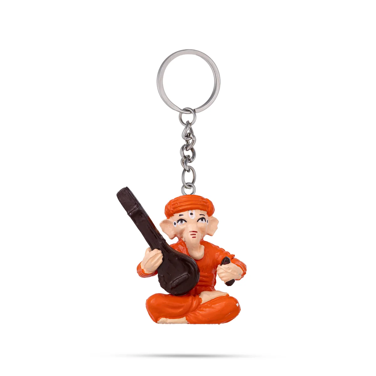 Ganesh Murti With Veena Design Key Chain - 2 x 1.5 Inches | Key Ring/ Key Holder For Bike, Car And Gifting - Image 2